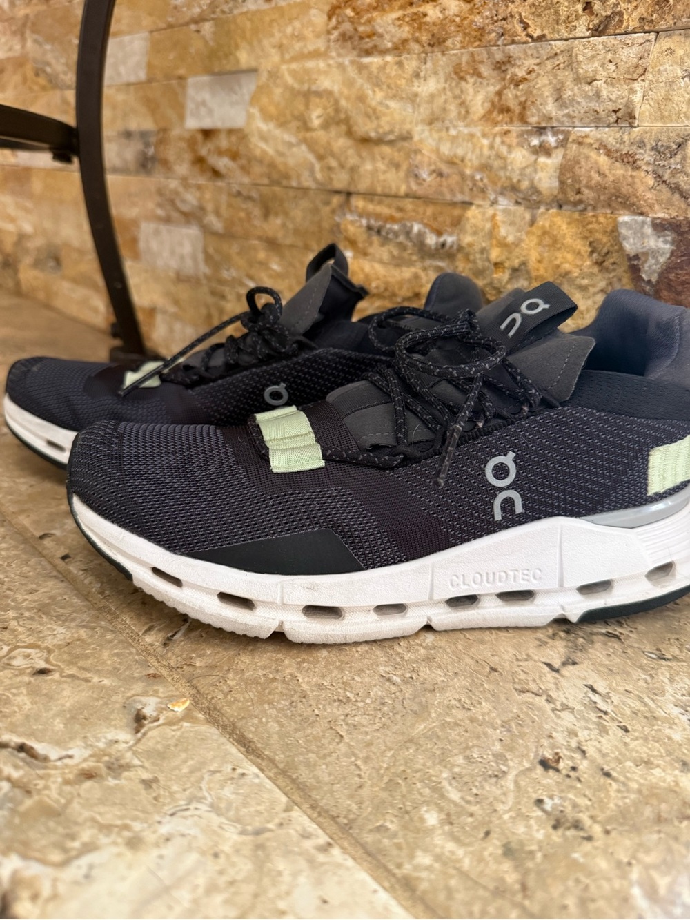 On Running Cloudtec Womens Running Shoes - Black with Mint Accents